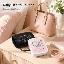 Automatic Digital Blood Pressure Monitor, Upper Arm Blood Pressure Machine With WHO Indicator, 2 Power Supply Modes, Adjustable Cuff, One-Button Operation, Portable Blood Pressure Meter For Home Use Family Health Care - Pink Color - View 9