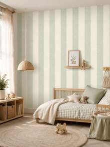 SUPSTICKER 1 Roll Sage Green Striped PVC Wallpaper, Self-Adhesive Waterproof Moisture-Proof, 15.75x78.74/118.11/196.85 Inches, Suitable For Wardrobe Drawers - Multicolor - View 4