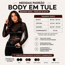 Body Feminino de Tule Liso Manga Longa e Gola Alta Transparente Moda Outono Inverno - Marrom - Visão 4