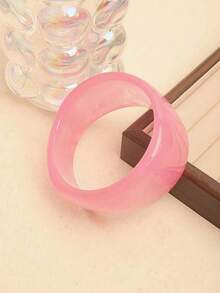 3pcs Pink Acrylic Bangle Set, Elegant Minimalist Dyed Bracelet Combination, Can Be Worn Separately Or Stacked, Suitable For Daily Wear And Vacation - Multicolor - View 2