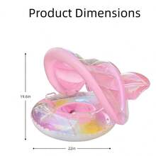 Infant Swimming Ring With Canopy, Mermaid Shaped Inflatable Baby Swimming Ring With Seat And Armrests, Inflatable Toddler Swimming Ring, Baby Swimming Ring, Children Beach Toys Essential For Summer - Pink - View 7