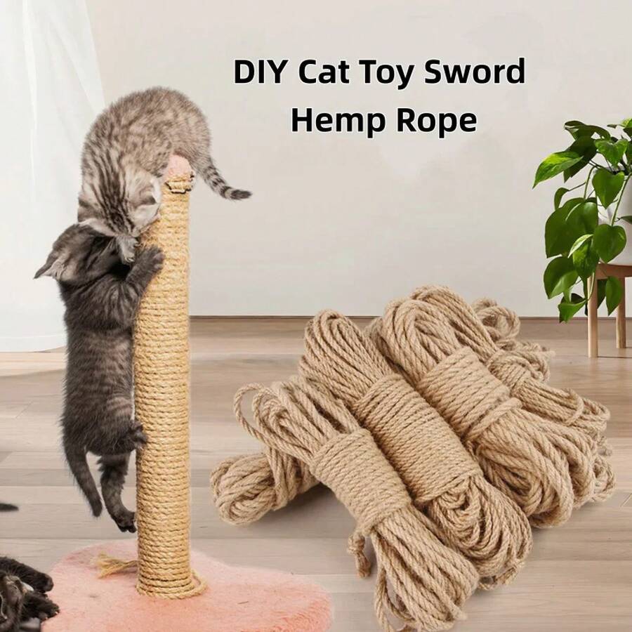 Rascador para Gatos de Cuerda de Sisal Natural, Juguete DIY, Protector de Muebles, Poste Rascador - Diseño de Árbol de Cuerda para Gatitos y Gatos - 4 mm-50 m - Ver 1