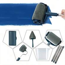 Roller Brush Set With Handle - Quick And Convenient DIY Room Renovation Tool, Includes Leak-Proof Tray, 2 Precision Edge Tools, 3 Blue Handles, Roller And Tray - Perfect For Smooth Wall Painting, Wall Painting Tool Set - New Model - View 8
