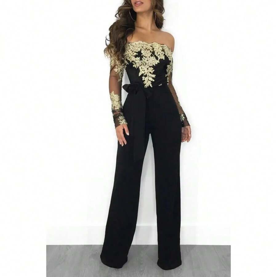 Women's Casual Water Soluble Lace Wide Leg Jumpsuit With A Shoulder Strap 7 Colors Elegant Fashion Custom Keys Personalized Birthstone Name Necklace Elegant Design Evil Eye Protection Unisex Cuban Link Chain Set Grocery Chains 2 I Ring Queen Elizabeth - 黑金邊框 - 查看 1