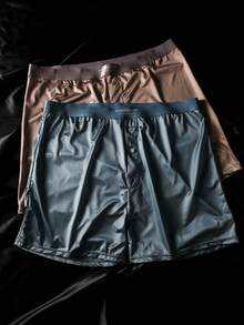 5pcs BIWEIER Men's Satin Boxer Shorts, Luxury Style, Fashion Morandi Color Palette, Soft & Comfortable, Smooth Men's Underwear, Suitable For Men's Gifts And Home Vacation - Multicolor - View 5