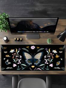 Grand tapis de souris de bureau, tapis de bureau mignon, tapis de protection pour bureau et jeux, tapis antidérapant exquis absorbant l'encre pour ordinateur portable, fournitures de bureau, d'école et de maison (floral & plantes) - Voir 2