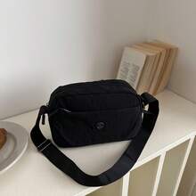 Multi-Pocket Mini Portable Commuter Zipper Fashion Minimalist Casual Versatile Shoulder Bag/Crossbody Bag, Suitable For Women's Daily Use - Black - View 12