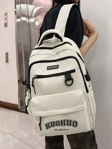 Mochila casual unisex para parejas, mochila ligera y resistente a las arrugas de nailon, mochila minimalista a juego para la escuela, el trabajo y el uso diario - Multicolor - Ver 7