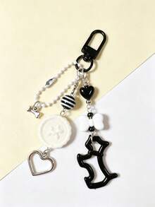 1 pieza Cadena colgante con botón y colgante para teléfono, porta tarjetas con forma de corazón con cuentas, llavero de cadena Guben lindo, adorno para bolso - Multicolor - Ver 8