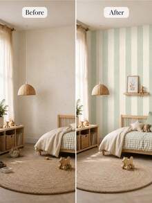 1 tờ giấy dán tường sọc dọc màu xanh lá cây, xanh lam, kaki, keo dán bóc ra và dán lại, tự làm, có thể tháo rời và chống thấm nước, thích hợp cho phòng trẻ em, phòng ngủ, trang trí phòng vui chơi, ốp tường, nâng cấp đồ nội thất, 15,75X78,74/118,11/196,85 inch - Nhiều màu - Xem 5