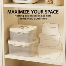 Multi-Functional Transparent Plastic Compartment Food Storage Box, Refrigerator Multi Grids Sealed Fresh-Keeping Box With Cover, Large Capacity Reusable Vegetables FruitsIngredient Container, Microwave Heatable, Kitchen Food Storage And Organization - Multicolor - View 5