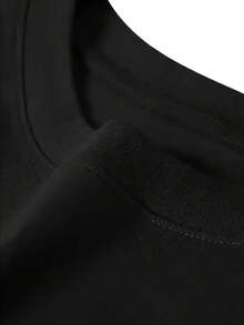 100% Cotton. Casual Short Sleeve Printed T-Shirt. 1pacTS Solid Black Portrait Graphic T-Shirt, Heat Transfer Print, Crew Neck, All Seasons, Regular Fit, Suitable For Concerts, Valentine's Day Gifts For Couples, Pink, Unisex, Collection. Spring Summer Top - 黑色 - 查看 3