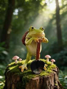 Forest Home Decor 3pcs Frog Figurine Set, Digging, Bathing, Lazy Frog Resin Sculptures, Aquarium Decoration, Water Landscape Fish Tank Decor, Cute Animal Mini Figurines, Suitable For Home Bookshelf And Desk - Forest Frog - View 10