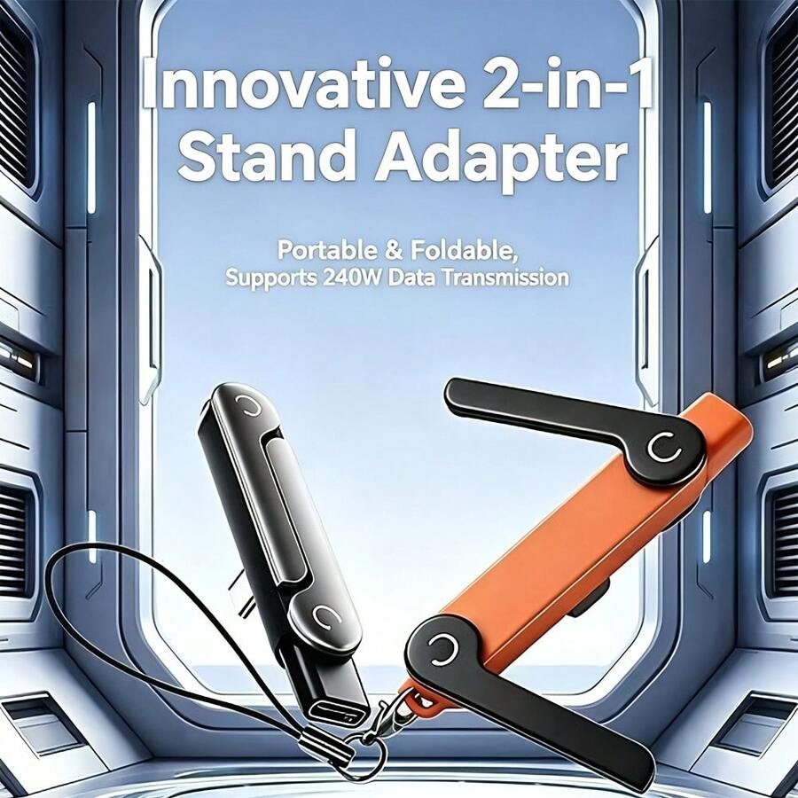 240W 支架轉接器,Type-C 轉 Type-C 可折疊支架 OTG 轉接頭,USB 2.0 數據傳輸支架連接器,輕巧便攜可折疊,快速充電,適合手機觀看影片或玩遊戲 - 彩色 - 查看 1