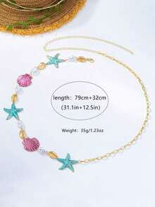 1pc Summer Versatile Casual Cool Beach Ocean Style Vacation Starfish Shell Waist Chain - Multicolor - View 5