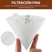 Filtro de Papel de Caf, 300 PCS Familia V02 Filtros de Pulpa PapelNatural, Papel del Tamiz del Caf Desechables, Adecuado para Cafeteras de Goteo, para Baristas, Hogar y Oficina - inicial - Ver 5