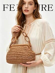 2026 Spring/Summer New Woven Body Hard Handbag For Women - Khaki - View 4