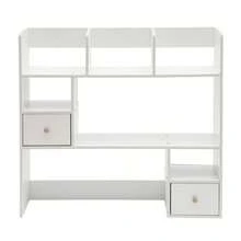 White Tabletop Desktop Bookshelf MDF Plywood 9‑Compartment Open Storage Organizer For Home Office Study - White - View 6