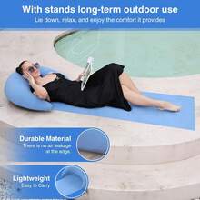 Inflatable Beach Mat With Pillow, Portable Flocked Raised Edge Lounger, Sand-Proof Sunbathing Mat, Suitable For Beach, Poolside, Camping, Picnic And Outdoor Leisure - A - View 6