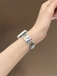 Compatible With Apple Watch New Star Moon Enamel Metal Bangle Strap 38/40/41/42/44/45/46/49mm, For Ultra/SE 2/SE 1/Series 11/10/9/8/7/6/5/4/3/2/1 - Silver - View 4