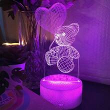 1pc 7-Color Color-Changing Balloon Bear 3D Acrylic Night Light, USB Powered LED Decorative Table Lamp, Cute Cartoon Animal Desk Ornament, Soft Light Bedroom Atmosphere Lamp, Exquisite Gift For Children's Day, Birthday, Holiday - 7colors - View 9
