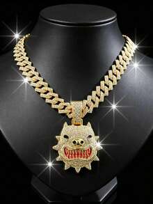1pc Hip-Hop Style Full Rhinestone Drip Oil Bulldog Pendant, Personalized Cool Fashion Men's Accessory, Suitable For Daily Wear - Pit Bull Pendant Necklace - View 26