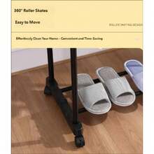 Perchero de ropa con doble barra ajustable y ruedas, perchero de pie resistente, perchero portátil con ruedas para colgar ropa, secadora de ropa multiusos de metal para uso en interiores/exteriores, organizador ahorra espacio para lavandería, armario, boutique - A - Ver 5