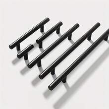 Set 4 Gagang Dapur, Tarikan Pintu T-Bar Stainless Steel, Kenop dan Gagang Kabinet, Perangkat Keras Furnitur Hitam - hitam - View 2