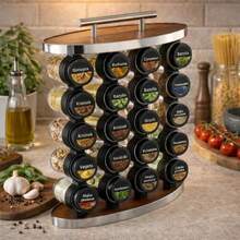 SILVER WOODEN SPICE CONTAINER WALL 20 JARS STAND STICKERS - 銀色 - 查看 5
