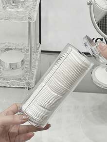 Acrylic Storage Box With Bamboo Lid/Transparent Lid - Transparent Cotton Swab, Cotton Ball And Dental Floss Holder For Bathroom Storage - Multi-Functional Storage Box For Vanity Essentials - A - View 11