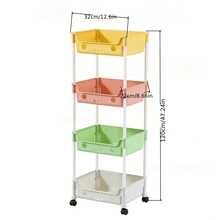3/4/5-Tier Roller Storage Rack With Hooks, Space-Saving Corner Storage Rack, Made Of Durable Plastic, No Power Required, Mobile Cart Style, Suitable For Bathroom, Kitchen, Living Room, And Bedroom, Easy To Move And Store - View 3