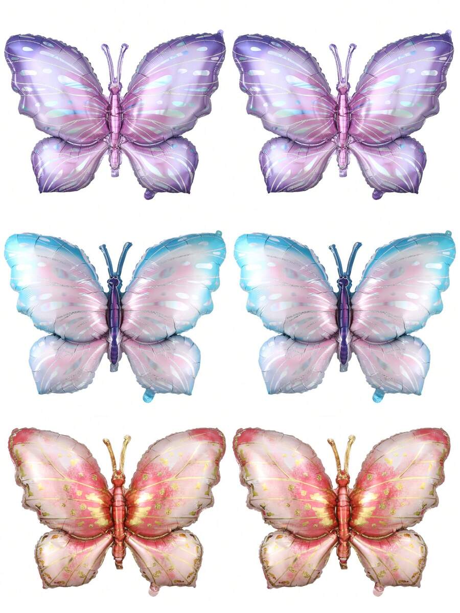 1/2/4 Stücke 40 Zoll Farbverlauf Lila Blau Rosa Gold Schmetterling Folienballon Großer bunter Schmetterling Aluminiumfolienballon für Schmetterling Thema Mädchen Geburtstagsparty Babyparty Hochzeitsdekoration Zubehör