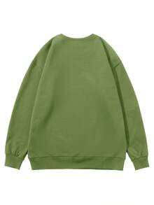 Sudadera con capucha suelta y casual de unicolor para hombres - Negro - Ver 4