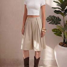 PETITE Pantalones de cinco puntos para primavera/verano: románticos, elegantes, casuales y perfectos para unas vacaciones. Con estilo, versátiles y sofisticados. Un aspecto vintage adecuado para ir al trabajo. De moda y exclusivamente elegantes. - Caqui - Ver 4