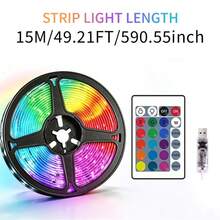 智慧 RGB LED 燈條，3.28英尺至65.6英尺 (1m-20m)，附 App 與 44 鍵遙控器，音樂同步變色可調光 LED 燈，適用於臥室、電視、遊戲、房間裝飾 - 幻彩24鍵遙控+APP控制 - 查看 10