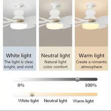 Lampu Kipas Enam Bilah dengan Kap Lampu Bulat yang Dapat Dilepas, Antarmuka E27, Lampu Kipas Senyap, Cocok untuk Ruang Tamu, Ruang Makan, dan Kamar Tidur - Putih - View 9