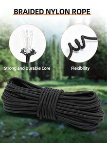 1pc 6mm Rope, Binding Equipment Rope, Outdoor Wear-Resistant Tent Guy Line, Braided Nylon Rope Camping DIY Bracelet Outdoor Multi-Function, Tent Rope Survival Accessories Camping Supplies - 3M - View 5