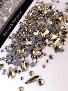 200 piezas de diamante de imitación redondos planos talla grande 20 piezas de diamante de imitación grandes de formas irregulares planos en negro y azul luna cúbica para decoración de uñas - Negro - Ver 5