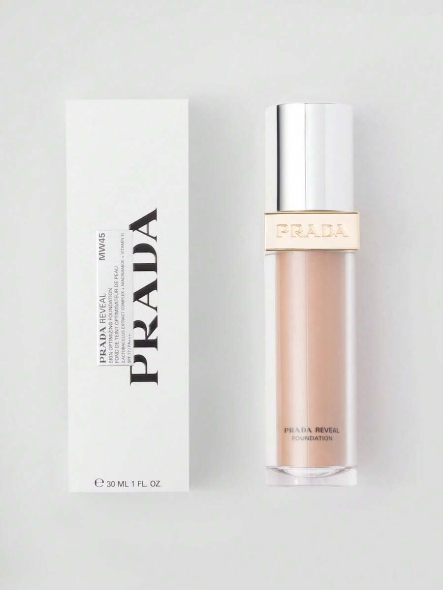 Prada Reveal Skin Optimizing Foundation #MW45 Medium Warm Color 30ml/1 Oz | Long-Lasting | Buildable Medium Coverage | Soft Matte Finish | Enhances Skin's Natural Radiance And Hydration - MW45 - 30ml - View 1