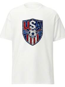USA Soccer World Cup 2026 T-Shirt |   Stained Glass Shield  |   USMNT USWNT Fan Tee - 黑色 - 查看 1