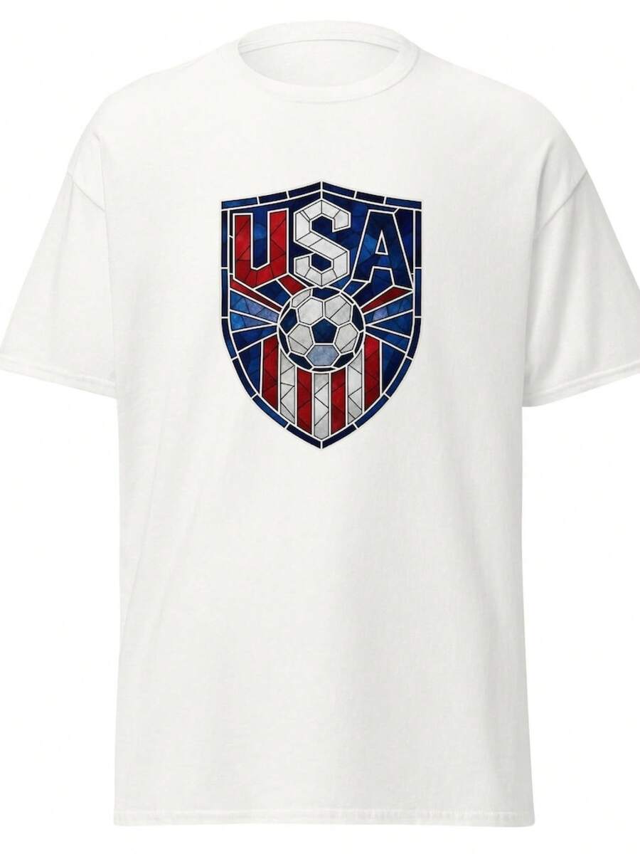 USA Soccer World Cup 2026 T-Shirt | Stained Glass Shield | USMNT USWNT Fan Tee - 黑色 - 查看 1