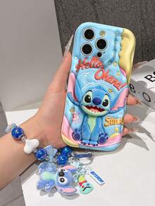 Disney Has Authorized, Phone Case - Chain Set, The Stitch Lilo & Stitch 3D Phone Case Plus A Silicone 3D Stitch Bracelet With Metallic Ring Removable Bracelet, Stitch And Angel Pattern, Compatible With Iphone17/16/15/14/13/12/11/XS/XR/X Plus Pro Max, A Stylish Cartoon Phone Case, The Perfect Gift Choice, Phone Protection, Durable Phone Cover, Great Gift For Friends And Family. - trắng - Xem 6