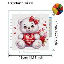 1 Set 46cm/18.11inch Valentine's Day Cute Pet Semi-Finished Cross Stitch Kit, DIY Needlework Materials, 11CT Printed Cross Stitch Decor Painting, Creative Handmade Gift, Full Home Decor Craft Set, Frame Not Included - Valentine's Day Cute Pets - View 6