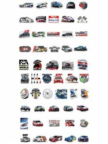50張 WRC 世界拉力賽塗鴉裝飾貼紙，適用於水壺、筆電、剪貼簿、日記本，防水乙烯基貼紙，適合女性、DIY手工藝禮品、辦公室裝飾、剪貼簿用品 - 拉力賽 - 查看 10