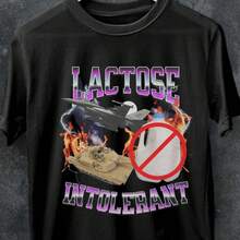 Camiseta Divertida con Meme de Intolerancia a la Lactosa, Humor de la Generación Z - Negro - Ver 1