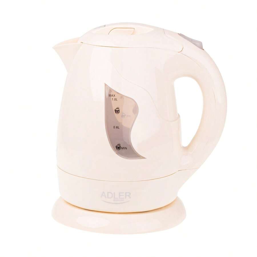 Adler Elektrischer Wasserkocher Kabelloser Wasserkocher Wasserkocher mit schnellem Kochvorgang 1L 850W Trockengehschutz Automatische Abschaltung Abnehmbarer Kalkfilter 360° Basis Kabelaufbewahrung Beige - EU E-Typ Stecker (220-240V) - Übersicht 1