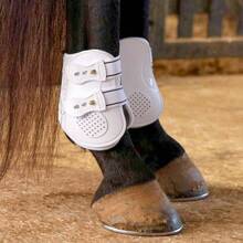 Uniquely English Fetlock Boots Horses, Pair - Breathable Neoprene Horse Leg Equine Ankles Lower Leg Support High Impact Activity Daily Use - Large Black - White + Large - View 7