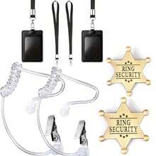 5pcs Military Uniform Accessories Set, Includes Tie, ID Card, Walkie-Talkie, Earbuds, Badge, Role Play Props And Party Decorations, Suitable For Meetings And Various Events - Multicolor - View 8