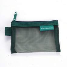 5pcs/1pc Tas Perlengkapan Mandi Jaring Segitiga Nilon Kapasitas Besar, Tas Kosmetik Portabel Tahan Air, Tas Kosmetik Multifungsi, Tas Alat Tulis, Tas Penyimpanan Kabel Data, Dompet Koin, Tas Penyimpanan Jaring Persegi Nilon Warna Retro, Tas Penyimpanan Kecil - MultiWarna - View 9