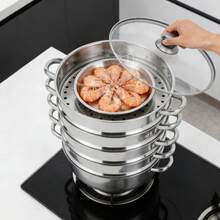 5-Tier Stainless Steel Steamer For Cooking, 30cm Steamer With Lid For Cooking Vegetables, Seafood, Soups, Stews, And Pasta - 查看 5